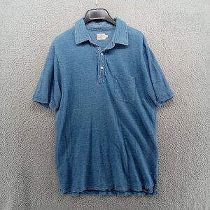 Faherty Shirt Mens Medium Blue‎ Heather Ink Dyed Seaside Wash Unstructured Polo